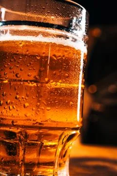 Close-up mug of light beer Stock Photos