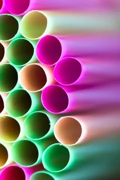 Close Up Of multi-colored drinking straws Stock Photos