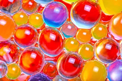 Close-up of multi-colored hydrogel beads Stock Photos