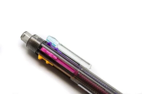 Close-up Multi Colored Pen Isolated on White Background Stock Photos