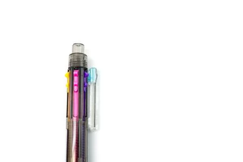Close-up Multi Colored Pen Isolated on White Background Stock Photos