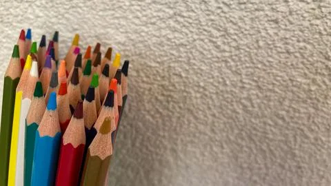 Close-up of multi-colored pencils for drawing. Stock Photos