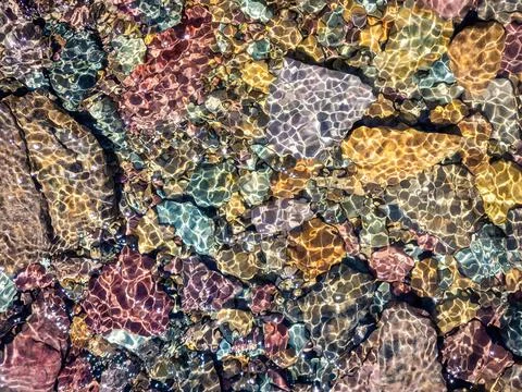 Close-up of multi-colored rocks in Glacier National Park Stock Photos