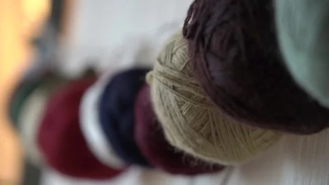 Close-Up Of Multi-Colored Skeins Of Thread Designed For Weaving Carpets 库存影片 239820043