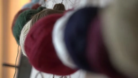 Close-Up Of Multi-Colored Skeins Of Thread Designed For Weaving Carpets Видео 239820185