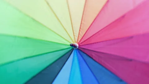 Close-up of multi-colored umbrella spinning 動画素材 238426408