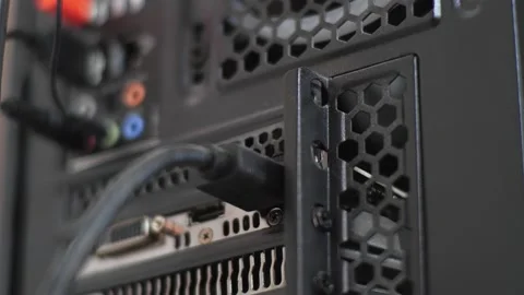 Close-up multi data transfer port connector on High Performance computer 動画素材 155729441