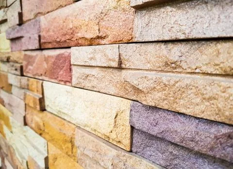 Close-up Multicolor of Stone ceramic Brick texture design for interior Stock Photos