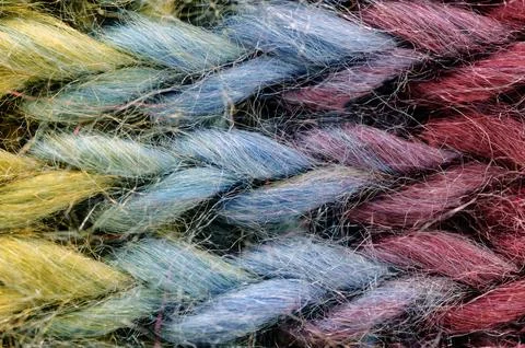 Close up Multicolor Yarn in knitting pattern, Foto stock