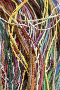 Close-up of multicolored yarn threads for crafts Stock Photos
