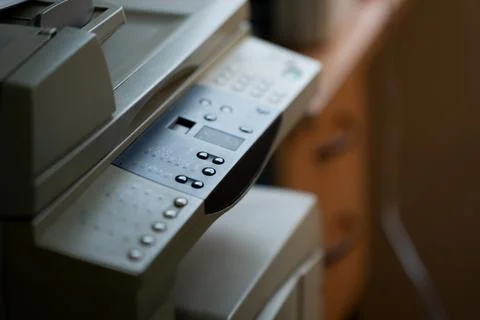 Close-up of multifunction office printer and copier control panel Stock Photos