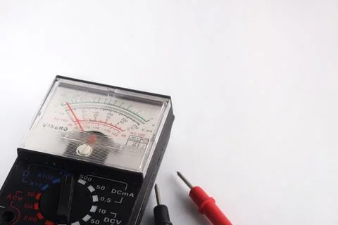 Close up multimeter isolated on white background. Stock Photos