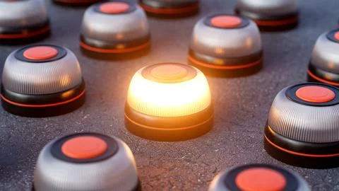 Close up of multiple V16 beacons, emergency roadside lighting device flashi.. Stock Photos