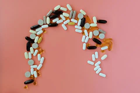 Close-up of multivitamin biologically active supplements 库存照片