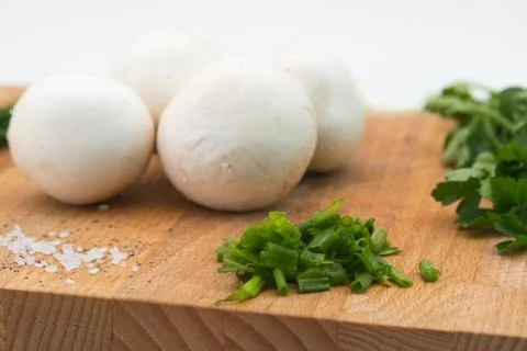 Close up of mushrooms and herbs Stock Photos