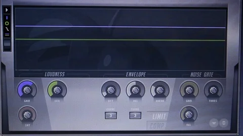 Close up of music editing computer software on monitor screen during music Stock Footage 99253124