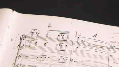 Close up of  music score with hand notes Stock Footage 108370928