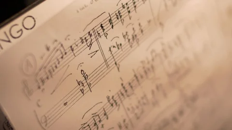 Close-up of a music sheet Video stock 94863338