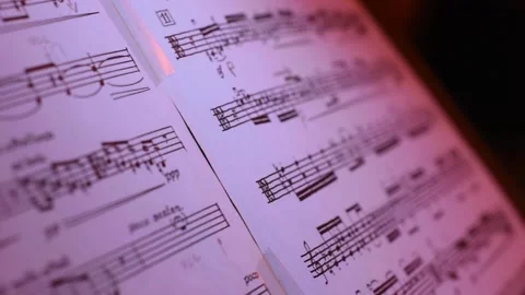 Close up on musical score. Slider camera movement. Video stock 135617045