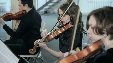Close-up of musician playing violin Stock Footage 73609734