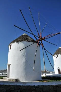 Close up for a Mykonos Windmill Stock Photos