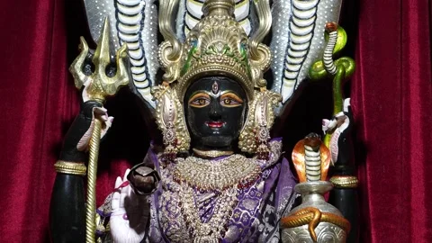 Close-up of Naag Devi Idol  Detailed View of Hindu Snake Goddess Sculpture Stock Footage 318617655