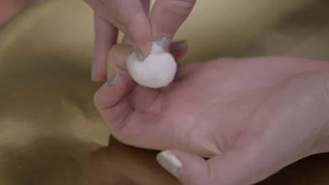 Close up nail polish removal Stock Footage 287257607