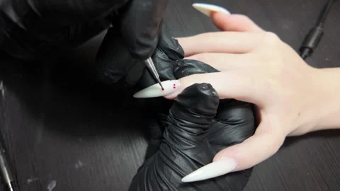 Close-up of Nail Tech Prepping Nails Stock Footage 302198237