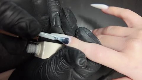 Close-up of Nail Tech Prepping Nails Stock Footage 302198252