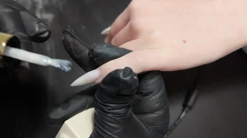 Close-up of Nail Tech Prepping Nails Stock Footage 302198256