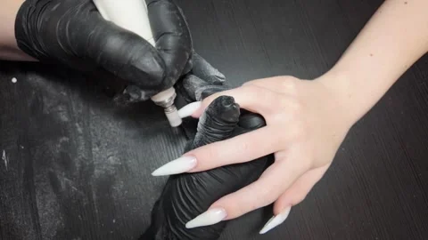 Close-up of Nail Tech Prepping Nails Stock Footage 302198266