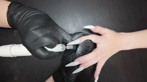 Close-up of Nail Tech Prepping Nails Stock Footage 302198270