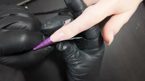Close-up of Nail Tech Prepping Nails Stock Footage 302198532