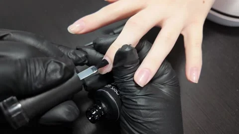 Close-up of Nail Tech Prepping Nails Stock Footage 302198568