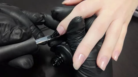 Close-up of Nail Tech Prepping Nails Stock Footage 302198611