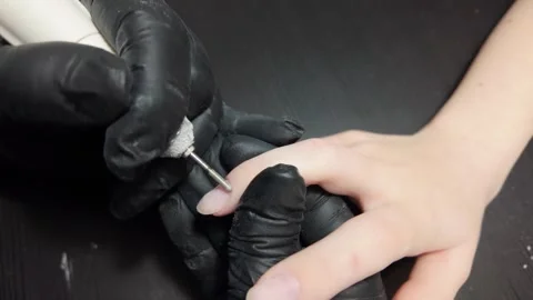 Close-up of Nail Tech Prepping Nails Stock Footage 302198670