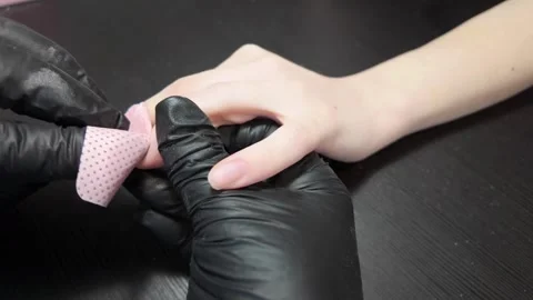 Close-up of Nail Tech Prepping Nails Stock Footage 302198698