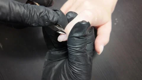 Close-up of Nail Tech Prepping Nails Stock Footage 302198758