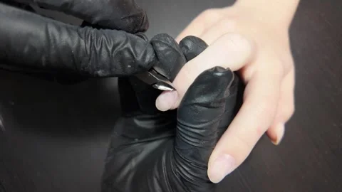Close-up of Nail Tech Prepping Nails Stock Footage 302198759