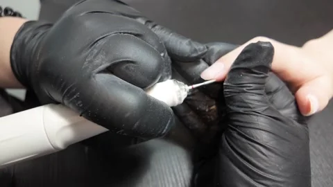 Close-up of Nail Tech Prepping Nails Stock Footage 302198830