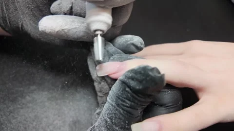 Close-up of Nail Tech Prepping Nails Stock Footage 302199025