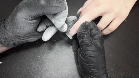 Close-up of Nail Tech Prepping Nails Stock Footage 302199026