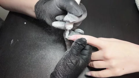 Close-up of Nail Tech Prepping Nails Stock Footage 302199131