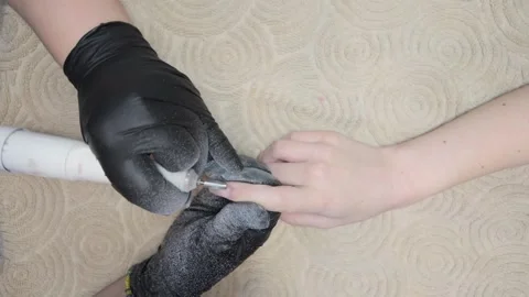 Close-up of Nail Tech Prepping Nails Stock Footage 302199158