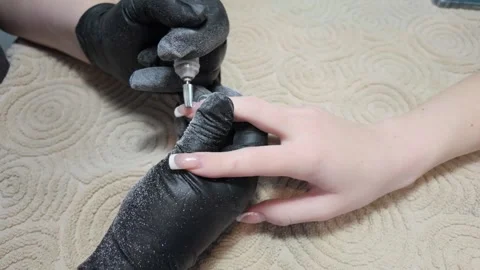 Close-up of Nail Tech Prepping Nails Stock Footage 302199448