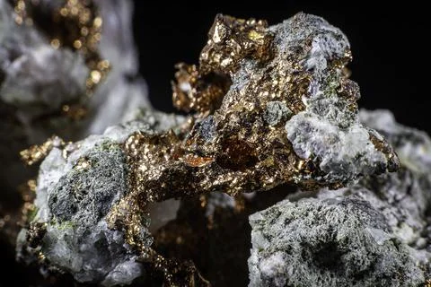 Close up of native copper integrated in a rock Stock Photos