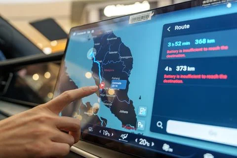 Close-up of the navigation screen inside a BYD car Stock Photos