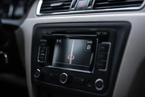 Close-up of navigation system in modern car Stock Photos