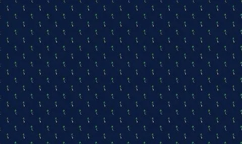 Close-up of navy blue fabric with small white and green pattern Stock Illustration