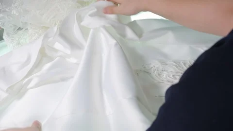 Close-up of needle and thread, embroider pattern. Equipment for sewing elegant Stock Footage 89928255